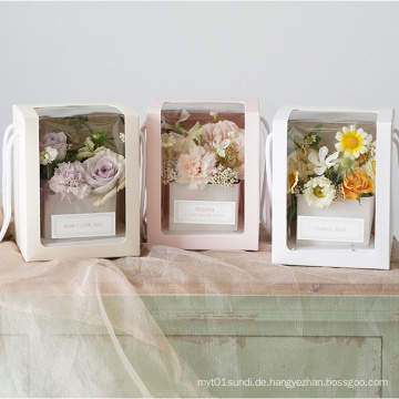 Luxus-Papier-PVC-Verpackungsgeschenk-Rosen-Blumenkasten